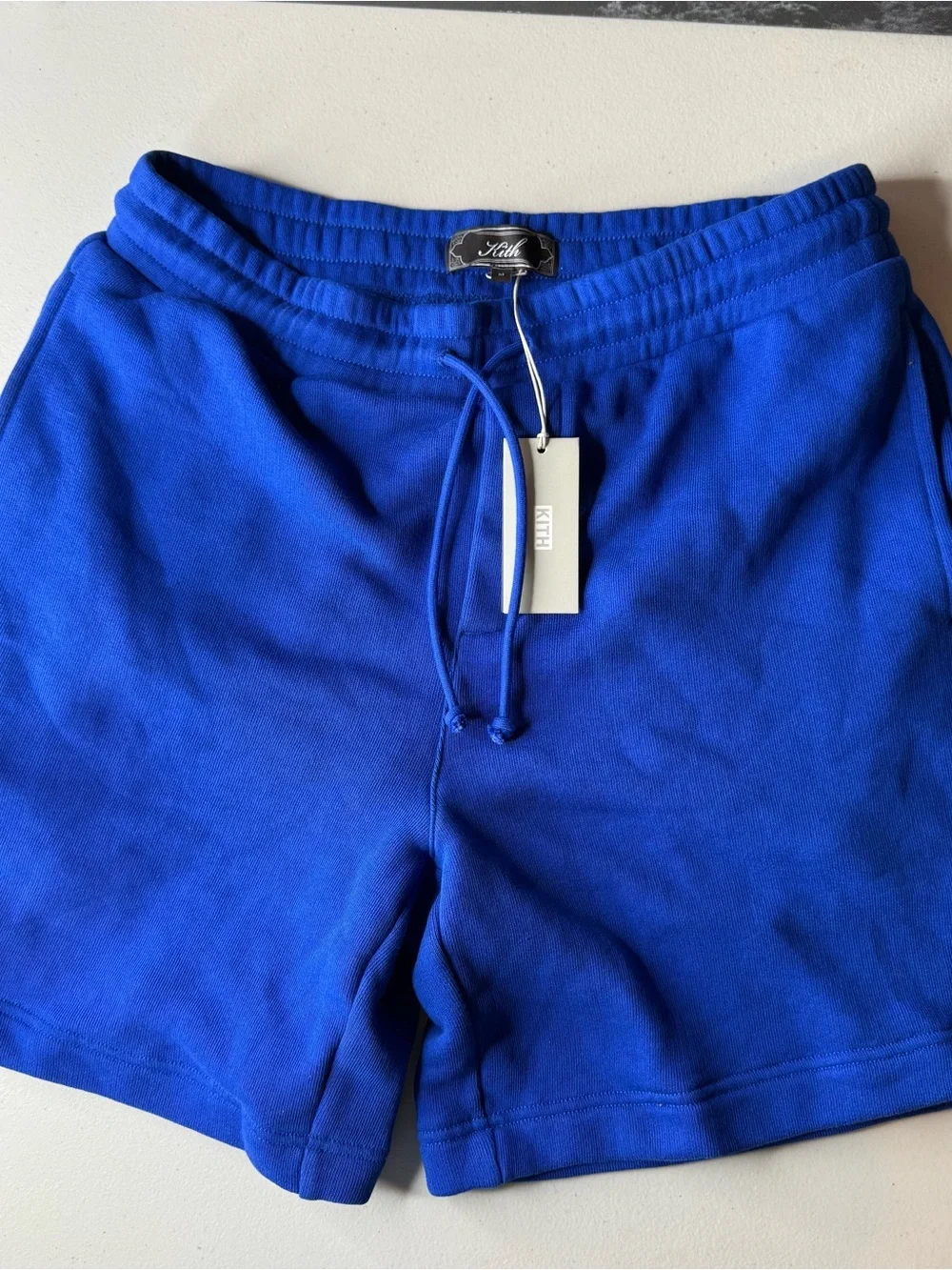 NWT Kith Curtis Sweat Shorts Cyclone Blue Cotton Drawstring Size Medium - Picture 1 of 8